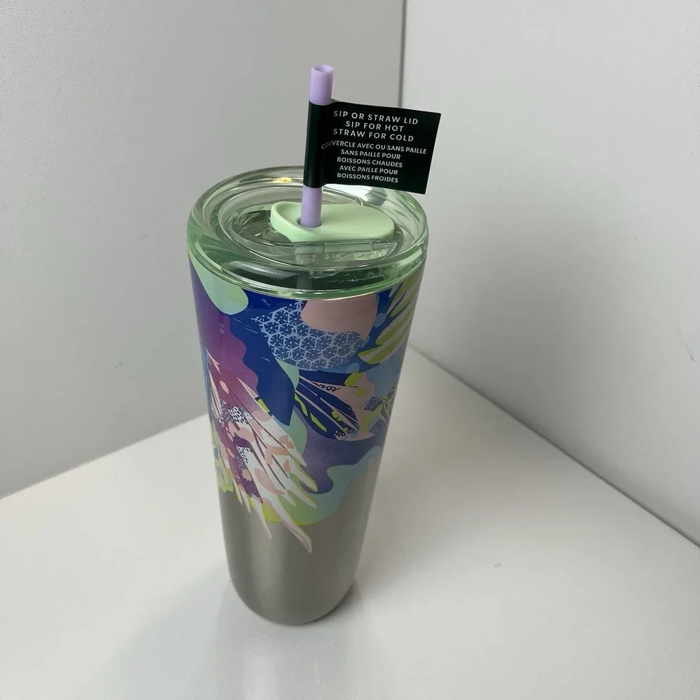 Starbucks Summer 2024 Canna Lily Butterfly Silver Venti‎ Stainless Tumbler 🌸